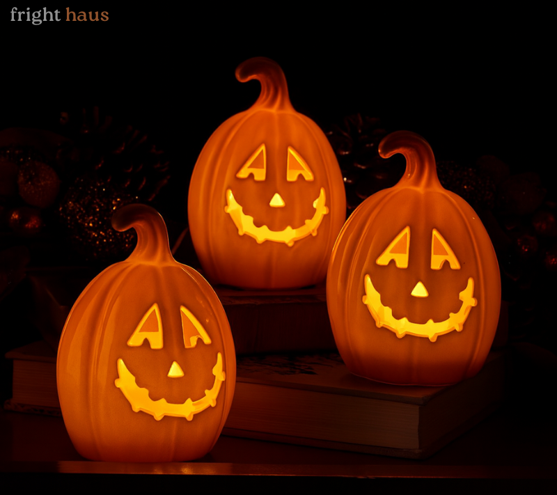FrightHaus - Set of 3 Illuminated Jack-O-Lanterns