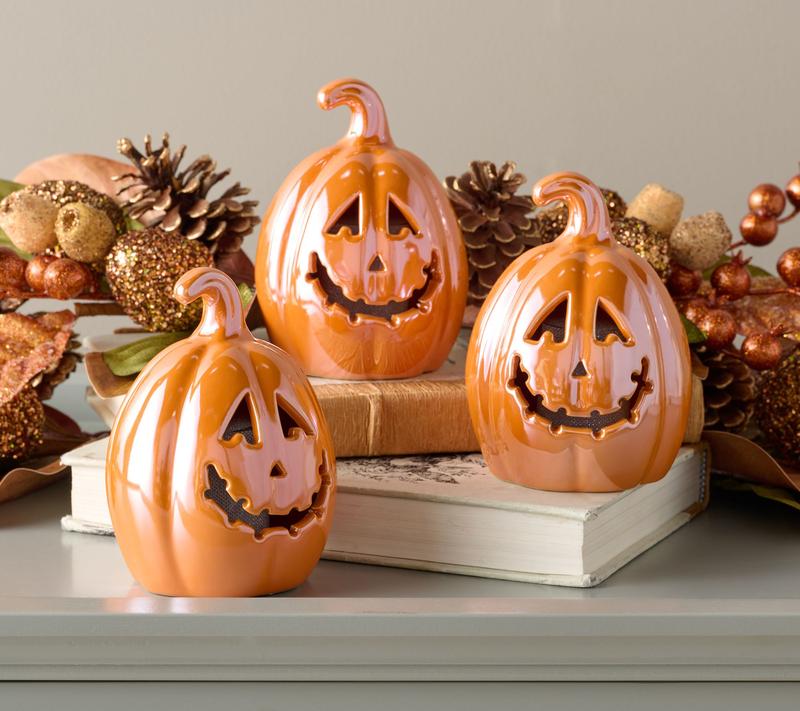 FrightHaus - Set of 3 Illuminated Jack-O-Lanterns
